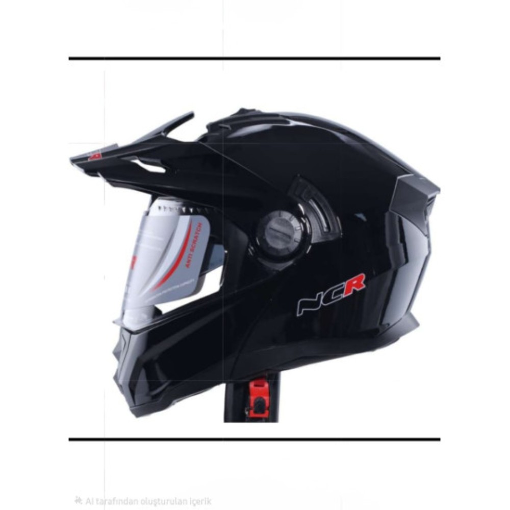 KASK ÇENE AÇILIR VİZÖRLÜ 165 ECE BELGELİ - PARLAK SİYAH NCR