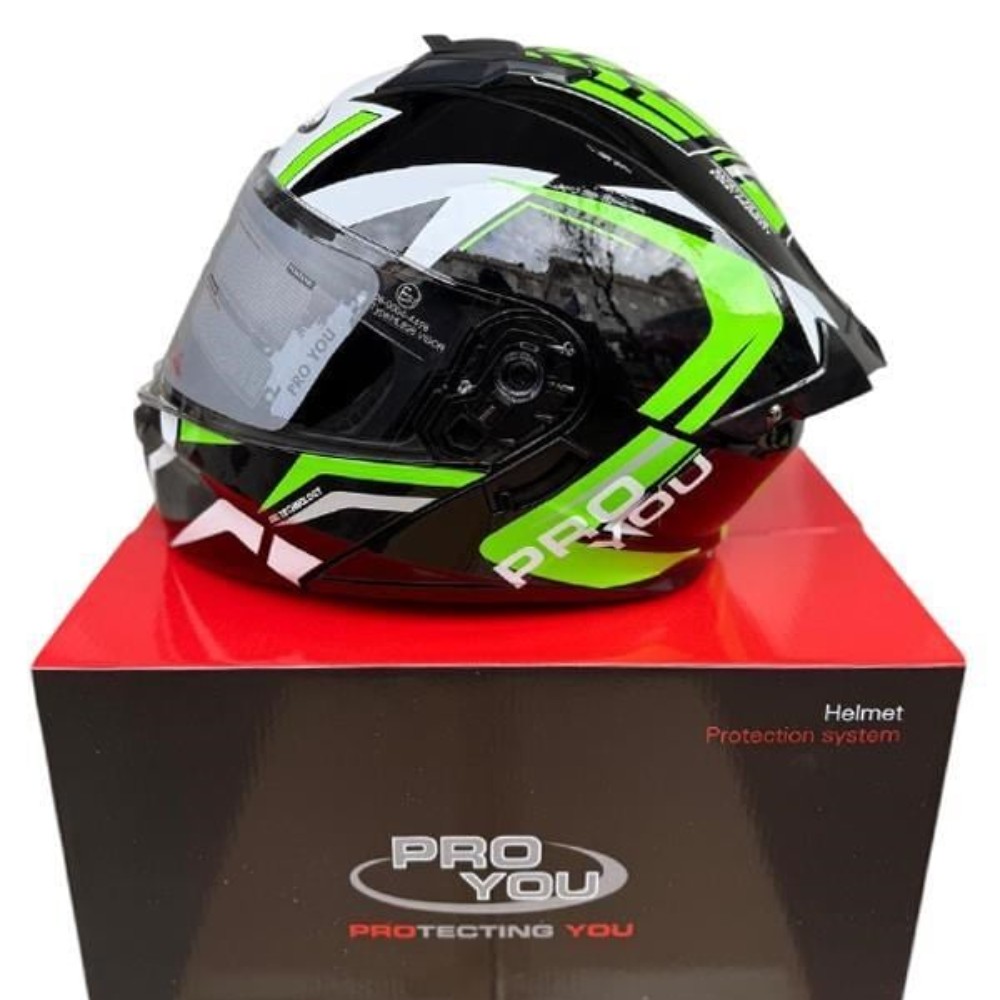 KASK PRO YOU ÇENE AÇILIR VİZÖRLÜ NEON SARI-SİYAH