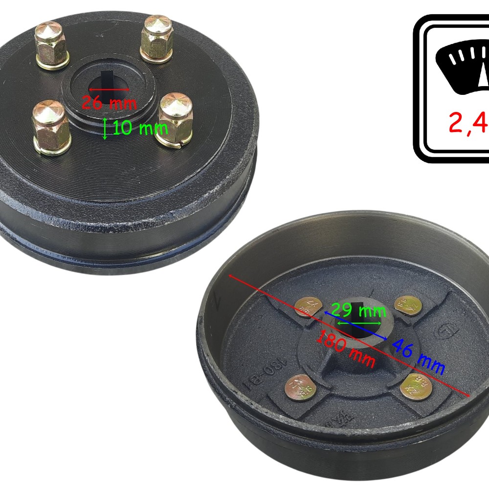 E-BİS 3 TEKERLİ ARKA GÖBEK 180 mm BİJONLU 26-29 mm (2,4 kg)